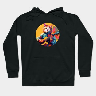 Cat playing guitar Hoodie